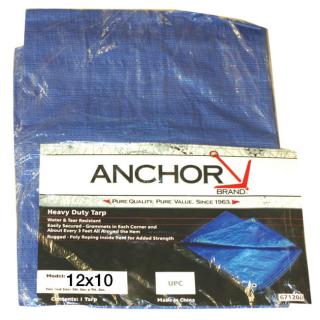 Anchor Brand 10 foot by 12 foot Polyethylene Blue Tarp 