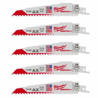Milwaukee 5 TPI Wood with Nails AX SAWZALL Blade (5 Pack)