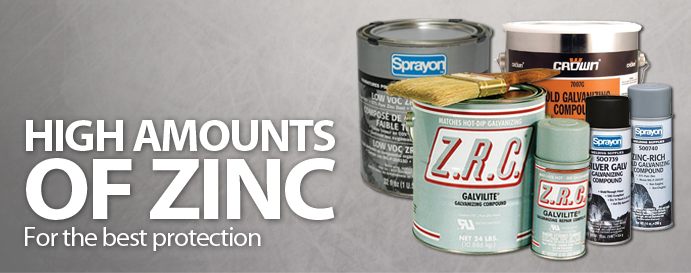Cold Galvanizing Compound by Crown, Sprayon, and ZRC - Zinc Corrosion Coating Primers and Paints