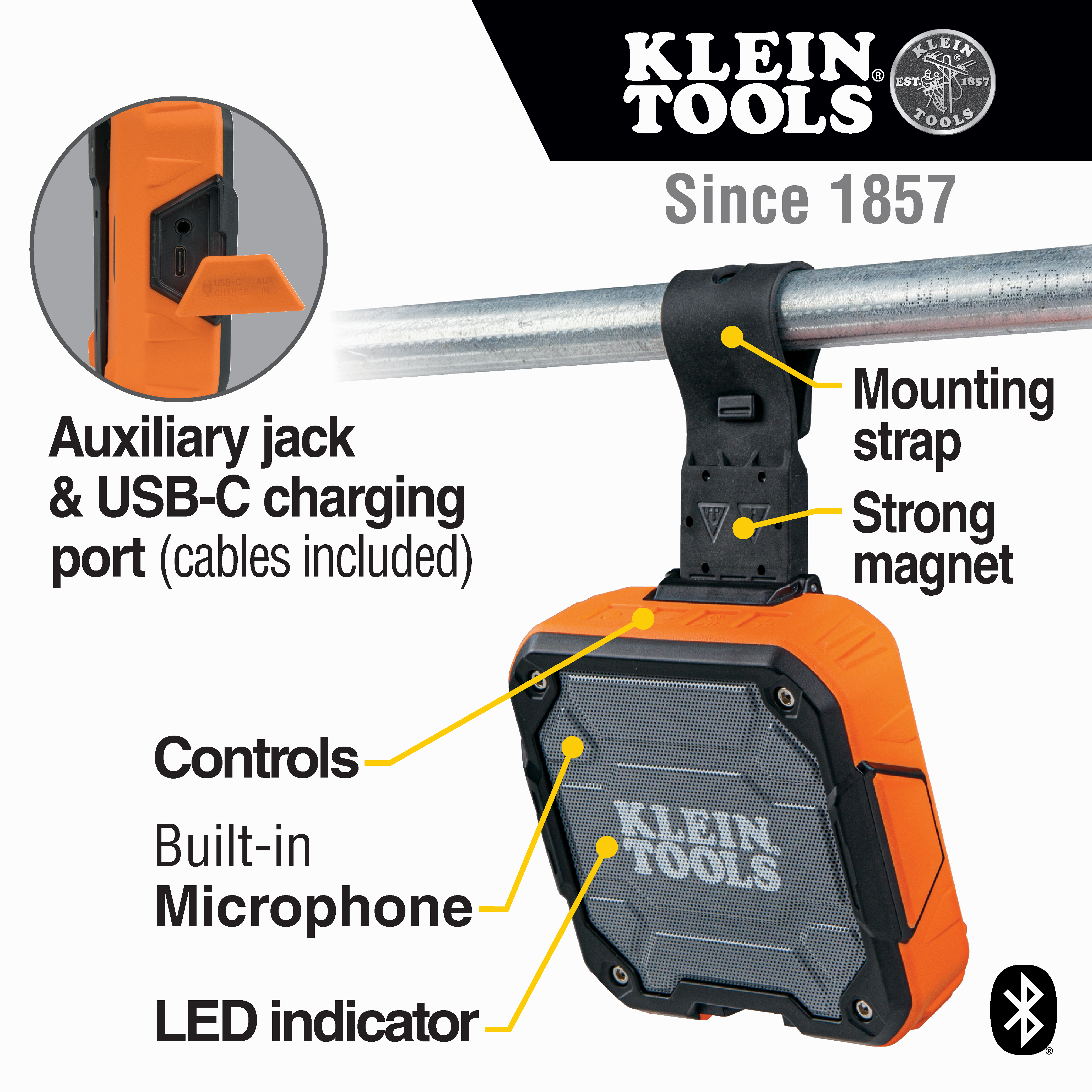Klein Tools Bluetooth Speaker with Magnetic Strap from GME Supply