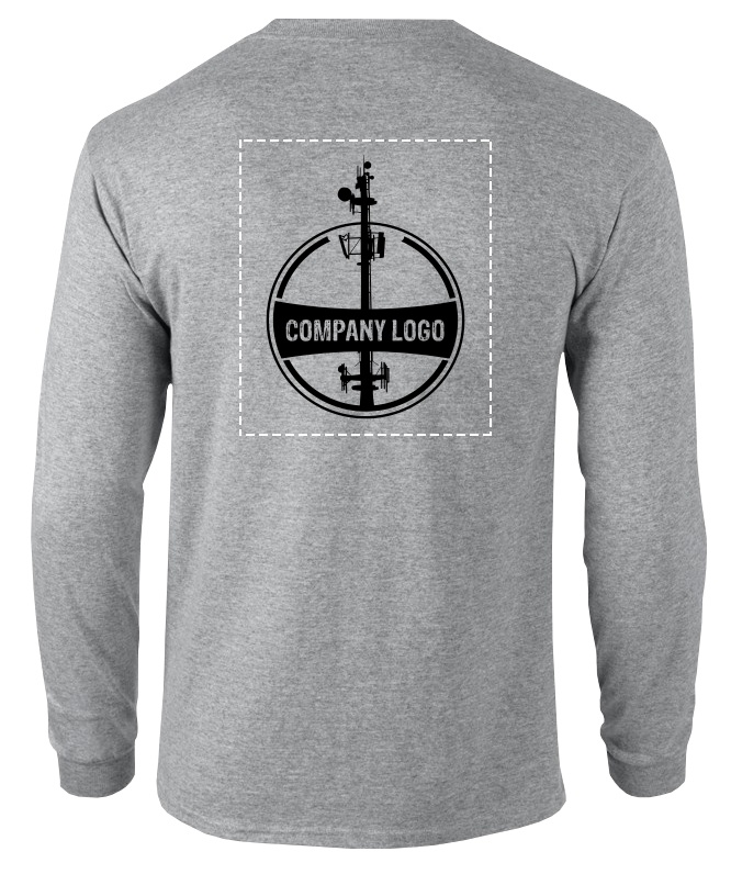 Custom Company Logo Heather Gray Long Sleeve T-Shirt from GME Supply