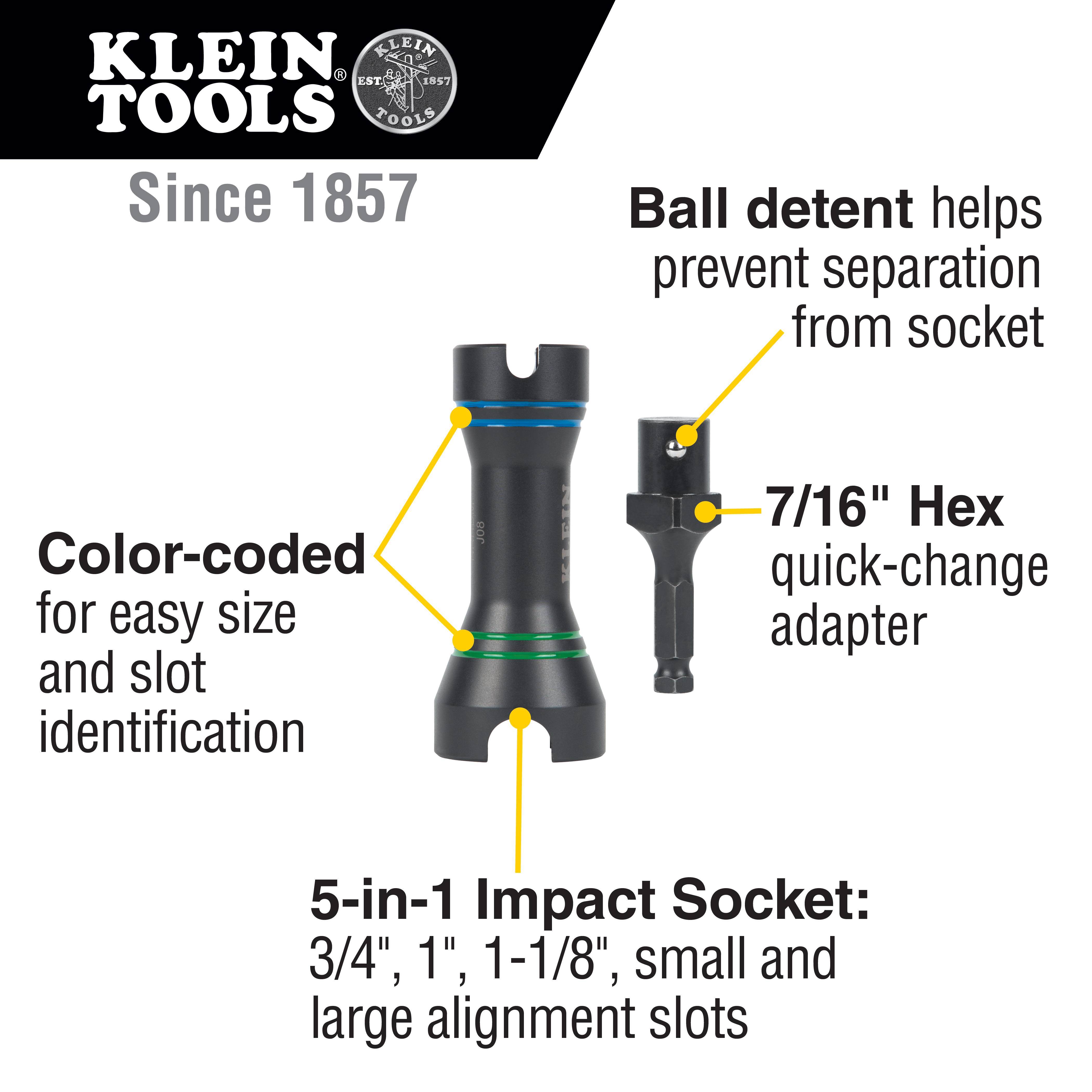 Klein Tools 5-in-1 Mini Impact Socket from GME Supply