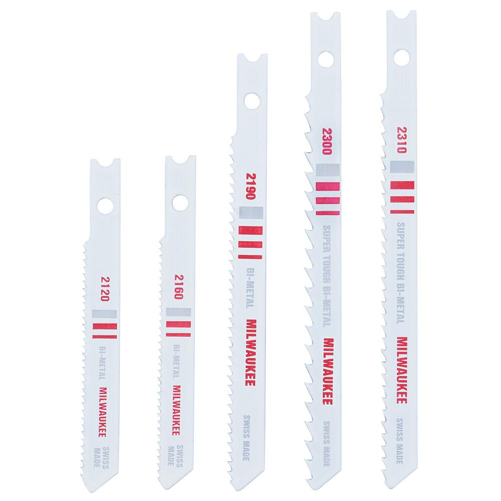Milwaukee UShank 5 Piece Wood and Metal Assortment Jigsaw Blades