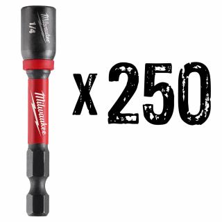Milwaukee SHOCKWAVE 1/4 Inch x 2-9/16 Inch Magnetic Nut Driver (250 Pack) - 1 Pack - 1/2