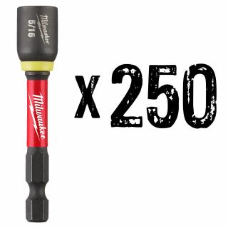 Milwaukee SHOCKWAVE 5/16 Inch x 2-9/16 Inch Magnetic Nut Driver - 250 Pack - 1/4