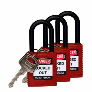 Brady Nylon Lockout Padlocks with Keyed Alike (3 Pack)