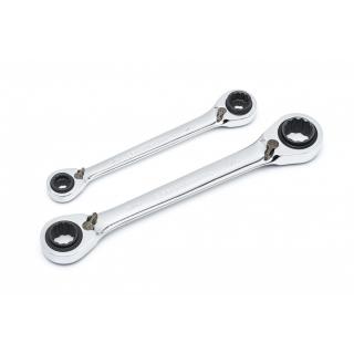 GearWrench 2 Piece 12 Point Quadbox Reversible Ratcheting SAE Wrench Set