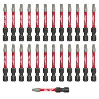 Milwaukee SHOCKWAVE 2 Inch Power Bit Square Recess #2 (25 Pack)
