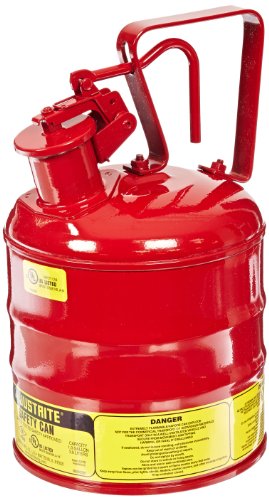 Justrite Type 1 Steel Safety Can with Trigger Handle for Flammables - 1 Gallon Red