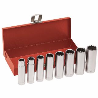 Klein Tools 1/2 Inch Drive Deep-Socket Wrench 8 Piece Set