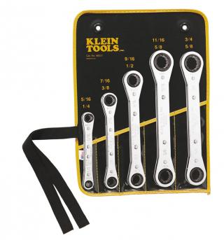 Klein Tools Ratcheting Box Wrench 5 Piece Set with Pouch
