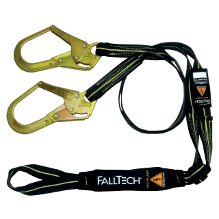 FallTech 6' Arc Flash Energy Absorbing Lanyard, Double-leg with Choke-loop with Steel Rebar Hooks