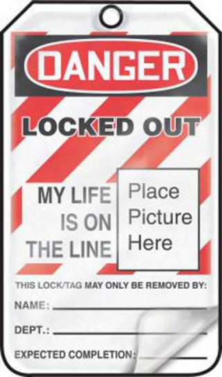 Accuform OSHA Danger Self-Laminating Safety Tag: Locked Out