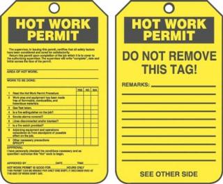 Confined Space Hot Work Tag