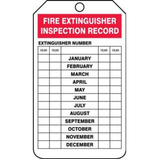 Accuform OSHA Fire Extinguisher Tags Fire Extinguisher Inspection Record (5 Pack)