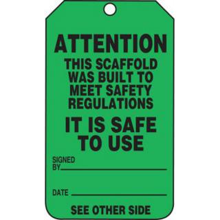 Accuform Scaffold Status Safety Tag: Attention- This Scaffold Was Built To Meet Safety Regulations (5 Pack)