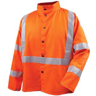 Black Stallion Safety Welding Jacket with FR Reflective Tape, Safety Orange