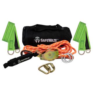 Safewaze 2 Person Rope Horizontal Lifeline Kit with Heavy Duty Cross Arm Straps