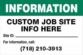 Accuform Customizable Job Site Info Sign