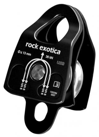 Rock Exotica P22D-B Machined Rescue Double Pulley - Black