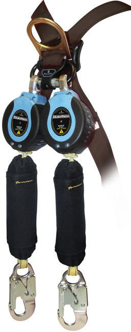 Arc Flash MAX SRD Twin Leg Web with Carabiner Connector with Clip and Steel Snap Hook Connectors, 9 Foot