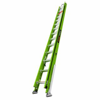 Little Giant Ladders Hyperlite Type IAA Fiberglass Extension Ladder with Cable Hooks, Claw, V-bar & Auto-Levelers - Levelers, Hooks & V-Rung - 28'