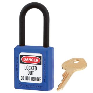 Master Lock 406 1-1/2 Inch (38mm) Blue Dielectric Zenex Thermoplastic Safety Padlock with 1-1/2 Inch (38mm) Nylon Shackle