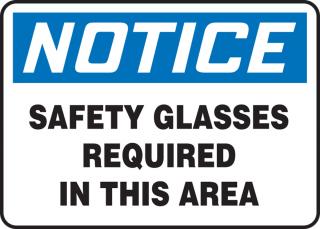 Accuform 'Notice Safety Glasses Required In This Area' Sign