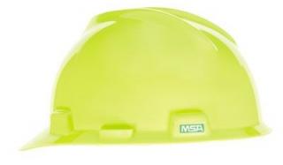 MSA V-Gard Slotted Hard Hat with Fas-Trac III Suspension - Hi-Viz Yellow