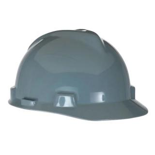MSA V-Gard Slotted Hard Hat, Navy/Gray with Fas-Trac III Suspension