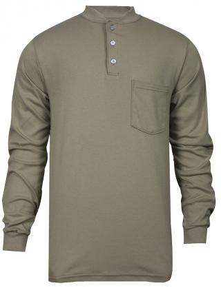 National Safety Apparel FR Classic Cotton Khaki Henley Shirt
