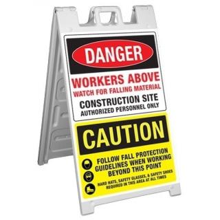 GME Supply Danger Workers Above/Caution Fold Up Job Site Sign