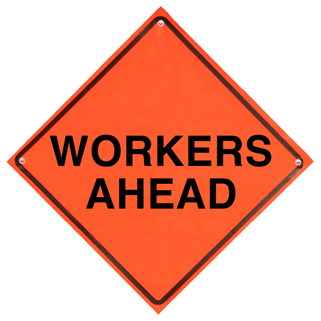 Dicke Safety Super Bright 36 Inch Workers Ahead Roll-Up Sign (Sign Only) from GME Supply