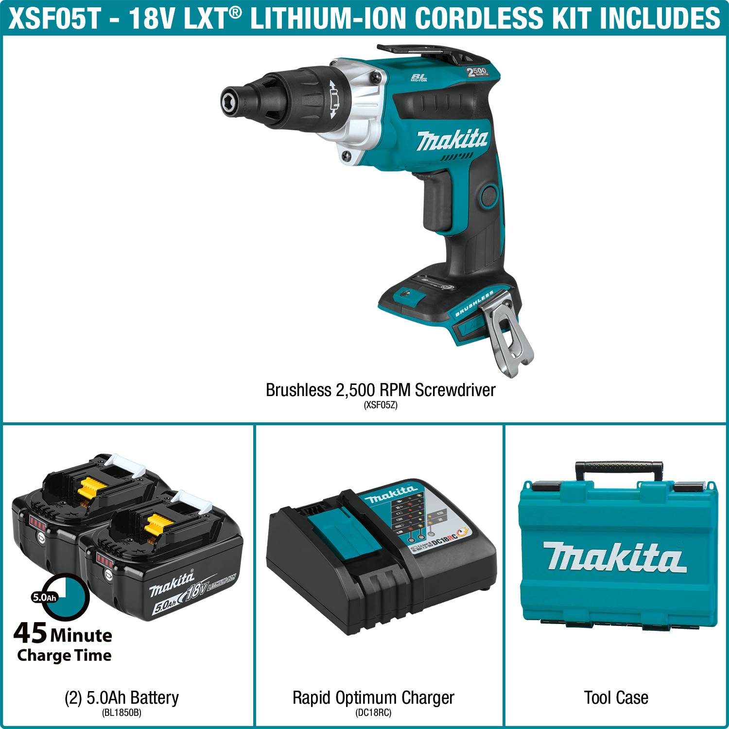 Makita 18V LXT Lithium-Ion Brushless 2500 RPM Cordless Screwdriver Kit from GME Supply