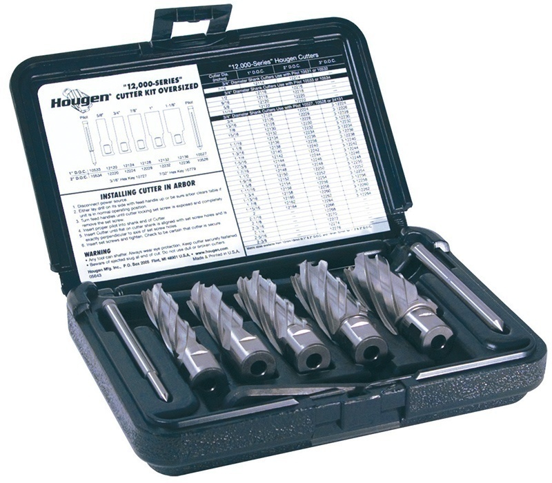 3//4 1-1//8 Rotabroach Cutters in a plastic case Includes Hex Wrenches and 2 pilots 2 Depth of Cut 7//8 Hougen 12006 5//8 1