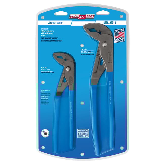 Channellock GLS1 2 Piece Griplock Tongue &?Groove Pliers Set
