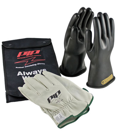 Novax Rubber Electrical Insulating Safety Kit, Leather Goatskin Driver and Glove Storage Bag from GME Supply