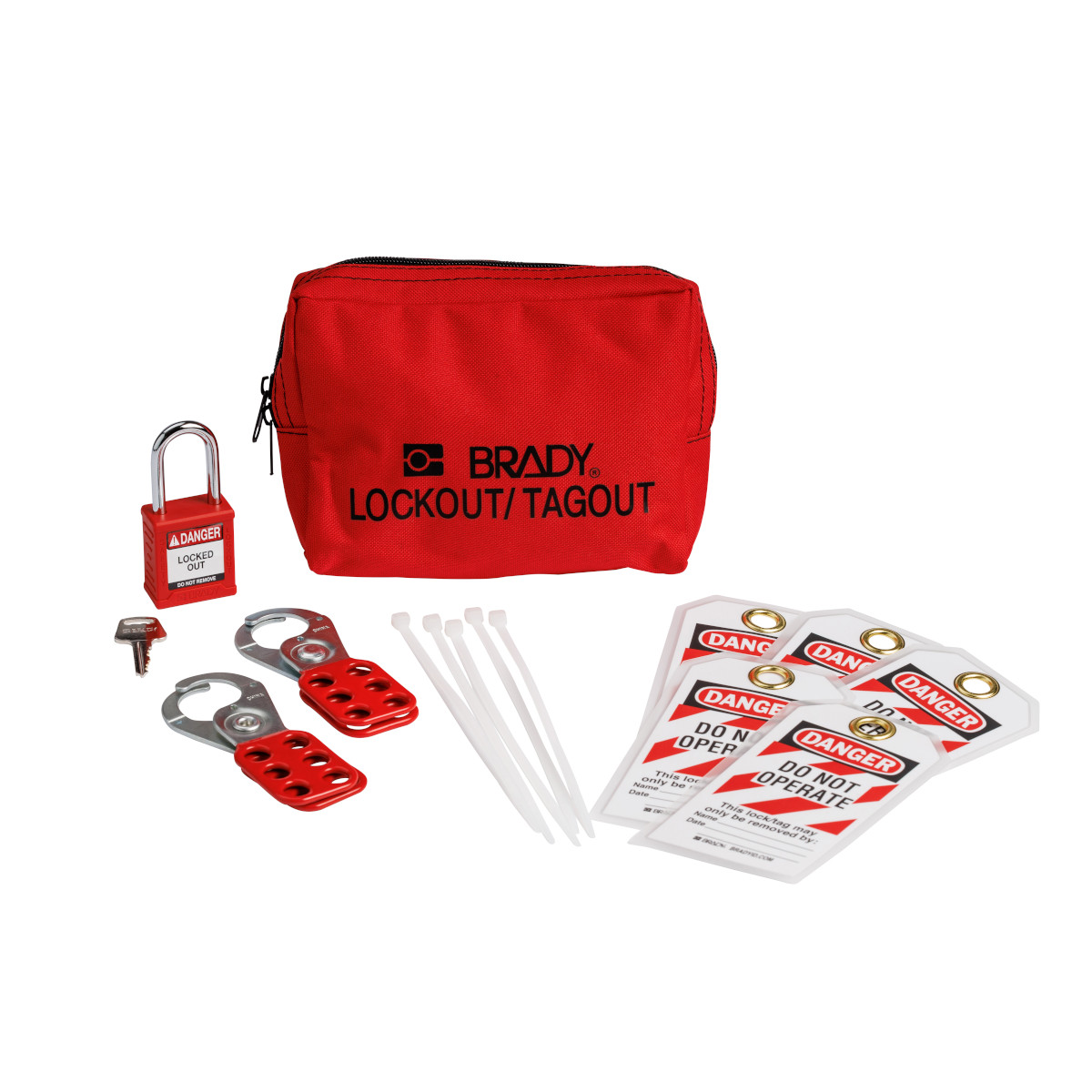 Brady Lockout Tagout Kit with Nylon Safety Padlock in Pouch from GME Supply