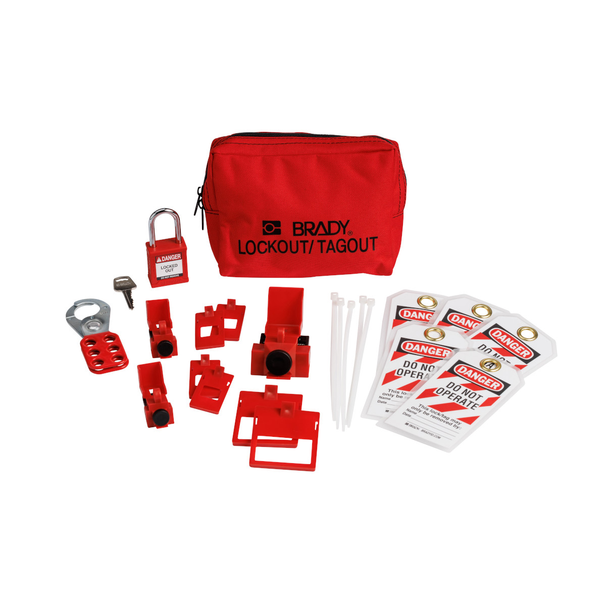 Brady Electrical Breaker Lockout Tagout Kit with Nylon Safety Padlock in Pouch from GME Supply