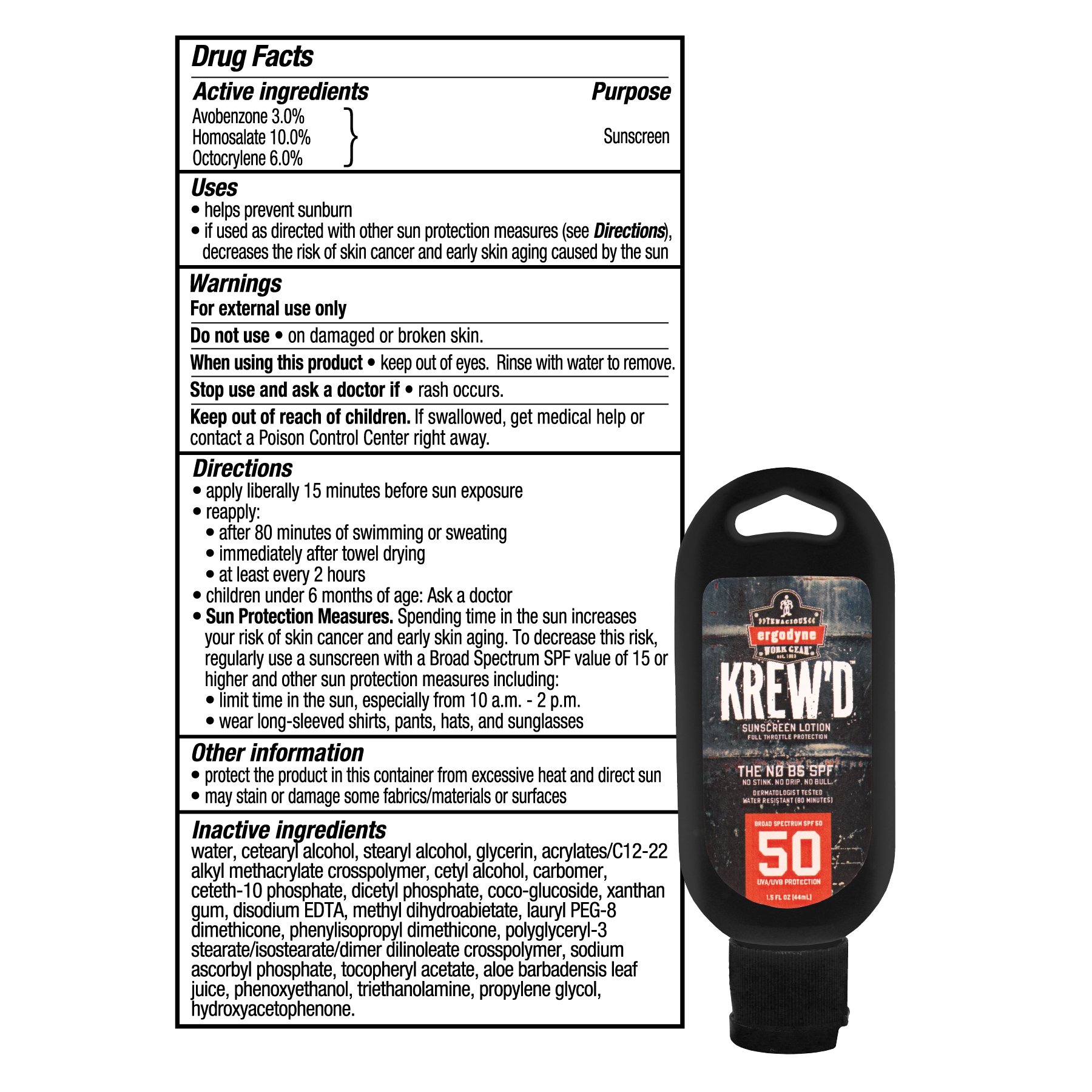 Ergodyne KREW'D 1.5oz SPF 50 Sunscreen Lotion from GME Supply