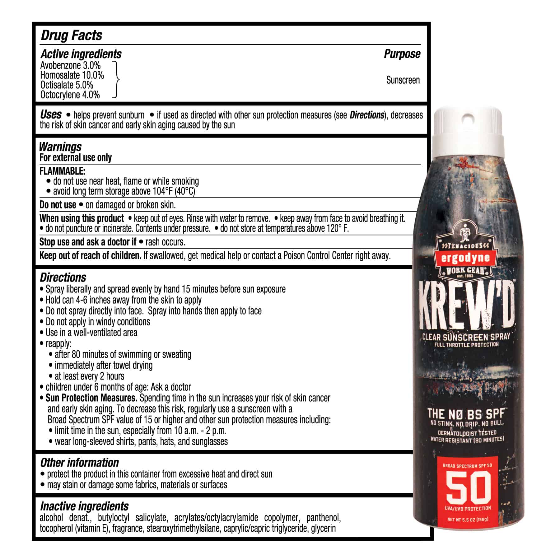 Ergodyne KREWD 5.5oz SPF 50 Sunscreen Spray from GME Supply