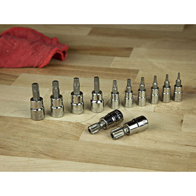 Crescent 12 Piece 1/4 Inch and 3/8 Inch Tamper Proof Torx Bit Socket Set from GME Supply