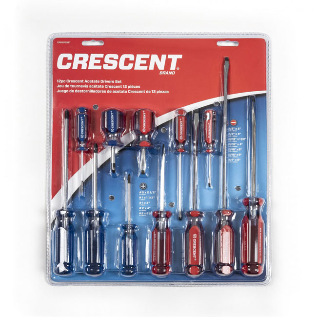 Crescent 12 Piece Phillips/Slotted Acetate Screwdriver Set from GME Supply