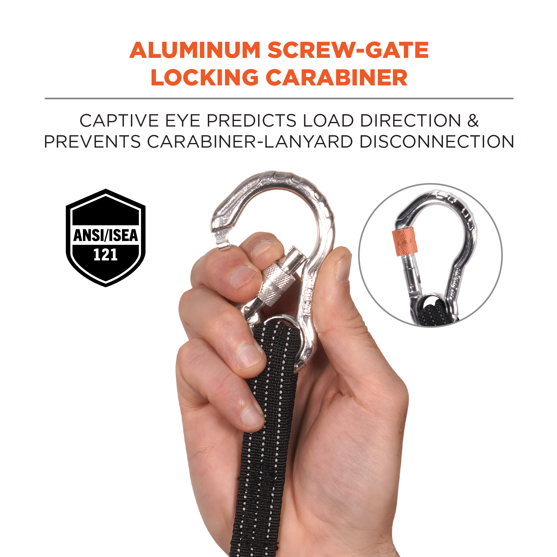 Ergodyne Squids 3100F Single Carabiner 10 lb Tool Lanyard from GME Supply