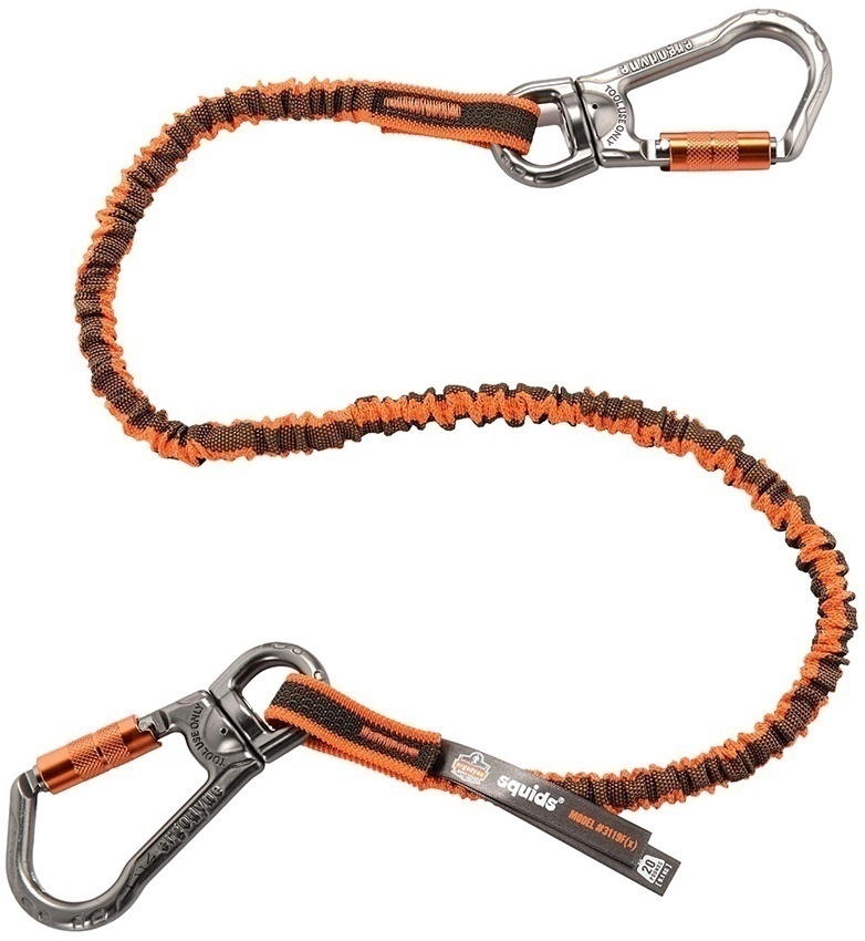 Ergodyne Squids 3119F(x) Double-Locking Dual Carabiner Tool Lanyard with Swivel (25 lbs) from GME Supply