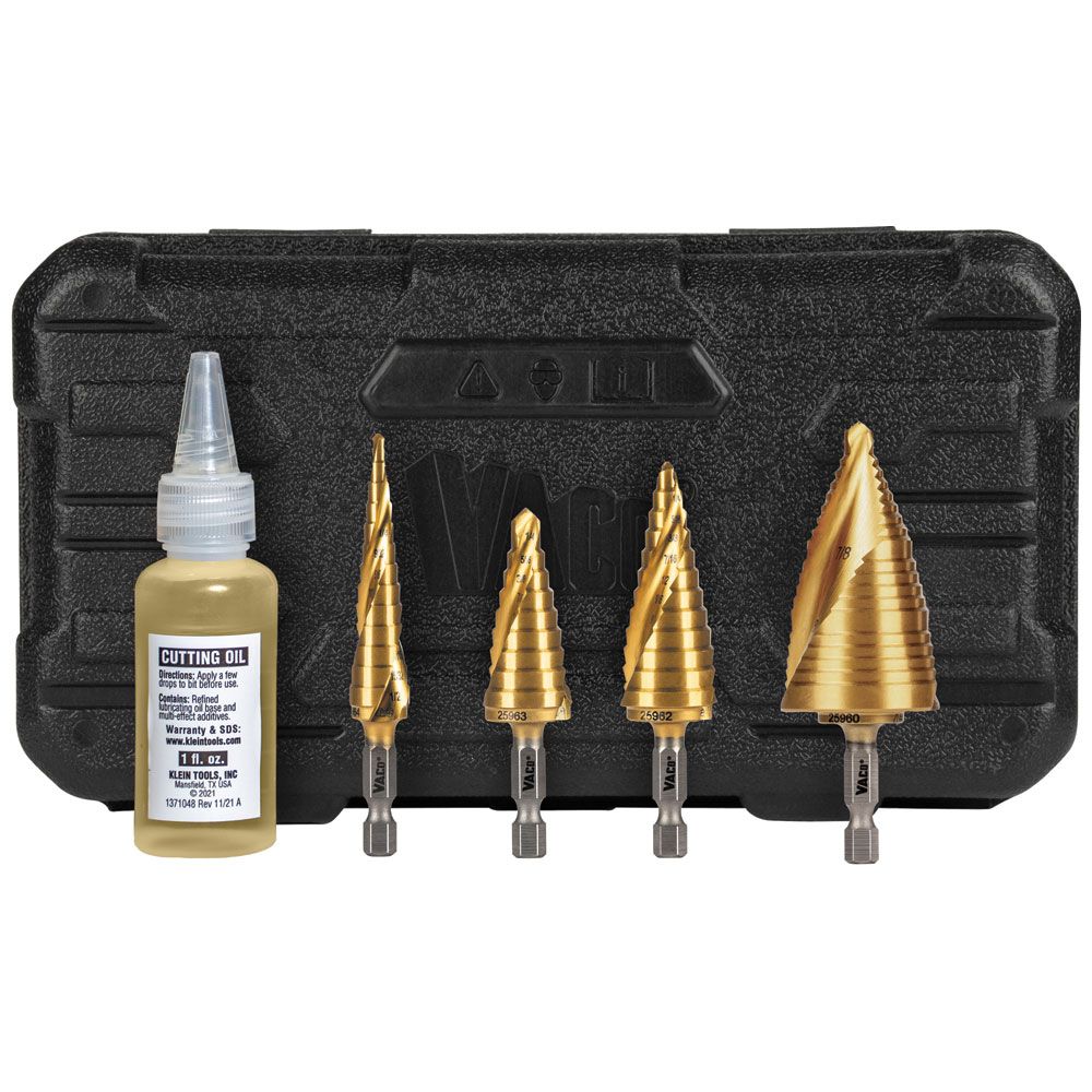 Klein Tools Step Bit Spiral Double Fluted VACO Kit - 4 Piece from GME Supply