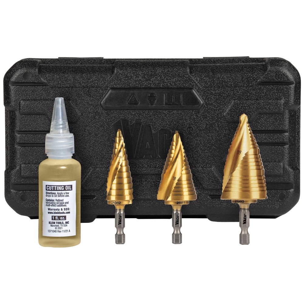Klein Tools Step Bit Spiral Double Fluted Kit - 3 Piece from GME Supply
