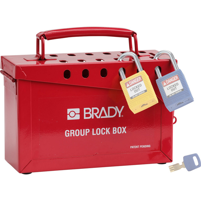 Brady Red Metal Portable Group Lockout Box from GME Supply