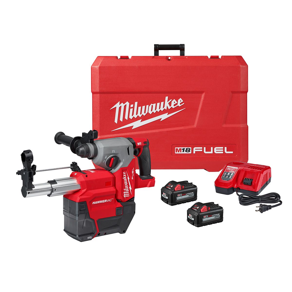 Milwaukee M18 FUEL 1 Inch SDS Plus Rotary Hammer with Dust Extractor Kit