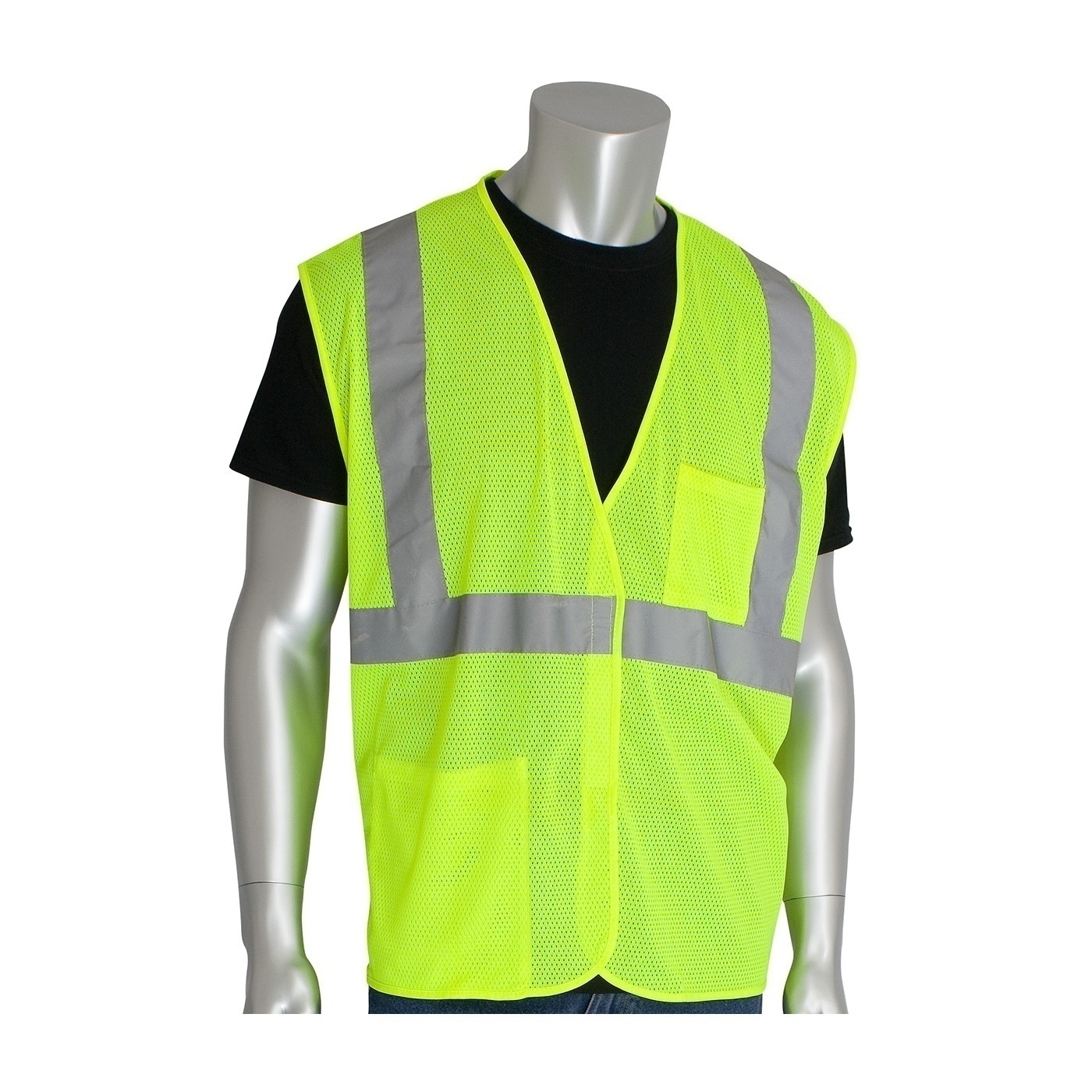 PIP ANSI Type R Class 2 Two Pocket Value Lime Mesh Vest from GME Supply